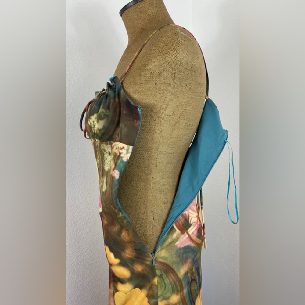 UO April Tie-Back Midi Slip Dress (in Neutral Multi) - Picture 7 of 12